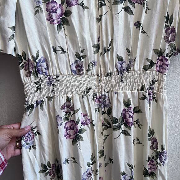 LISA II Dress 8 Prairie Cottagecore Floral Lace Collar Pleated Purple USA VTG - Picture 7 of 7